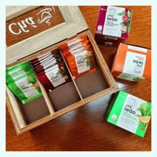 Hộp Đựng Túi Trà Có 3 Ngăn Đựng Đồ Bằng Gỗ Nguyên Khối Được Xử Lý Coquinho - màu nâu - Xem 4