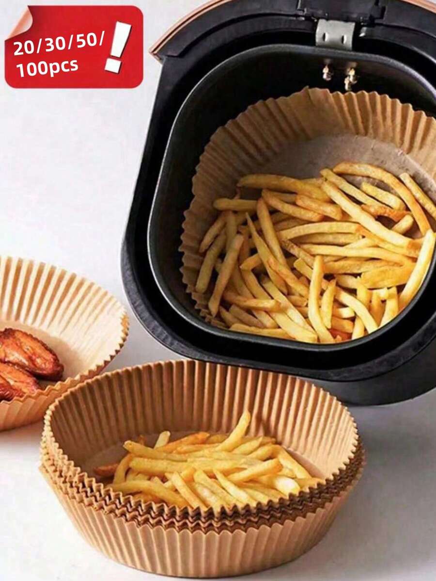 20/30/50/100pcs Air Fryer Paper Oil Blotting Paper Baking Silicone Paper Oven Placemat Tray