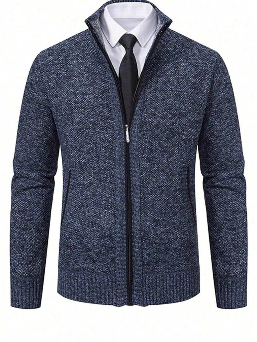 Men 1pc Zip Up Cardigan