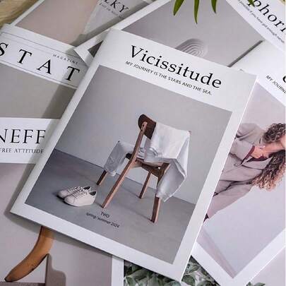 1件/2件 Ins 风格简约英文杂志道具，适用于摄影、直播、街拍、样板房、宾馆装饰