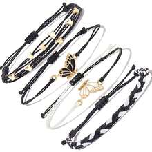 1 Bộ vòng tay hạt bướm dệt thủ công thời trang, thích hợp làm quà tặng cho các cặp đôi, bạn bè hoặc bạn thân - Nhiều màu - Xem 2