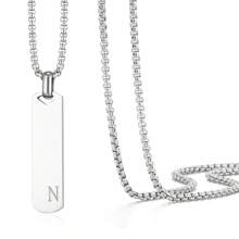 1 件简约时尚不锈钢 26 字母吊坠项链，60 厘米不锈钢盒链，适合作为送给朋友和爱人的礼物 - 簡約時尚不鏽鋼26字母項鍊吊墜 - 查看 36