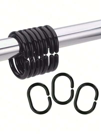 2/8/16pcs Plastic Shower Curtain Hooks, Plastic Shower Curtain Rings, White Bathroom Shower Curtain Hooks