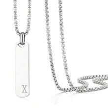 1 件简约时尚不锈钢 26 字母吊坠项链，60 厘米不锈钢盒链，适合作为送给朋友和爱人的礼物 - 簡約時尚不鏽鋼26字母項鍊吊墜 - 查看 43