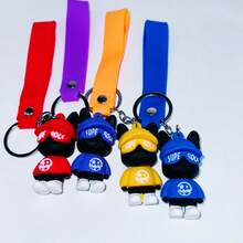 2pcs KitSuper Cool Hat Fighting Dog Keychain 3D Three-Dimensional Doll Street Pendant Keychain Small Gift - Nhiều màu - Xem 6