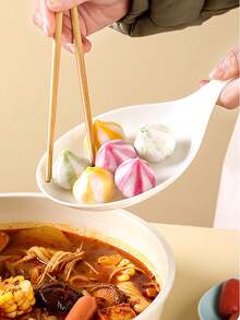 1pc Large Spoon For Mukbang, Korean Style Handled Serving Dish - Multicolor - View 10