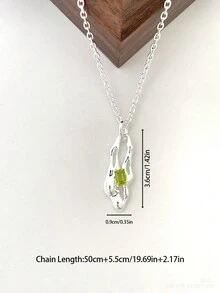 液体绿野仙踪系列长橄榄石项链S925纯银耳环女时尚适合约会万圣节礼物生日礼物精美珠宝盒 - 銀色 - 查看 12
