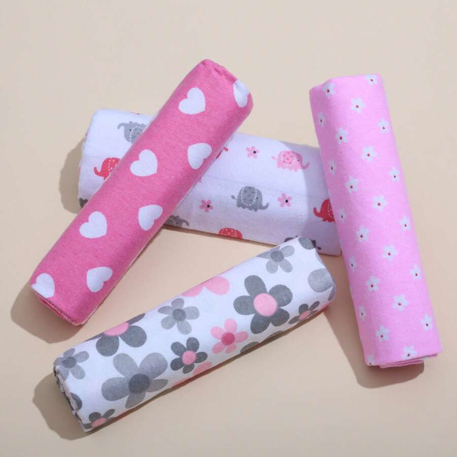 4 件装婴儿舒适毯子新生儿可爱襁褓包巾爱心情人节 - 彩色 - 查看 1