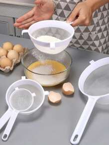 1 件装塑料豆浆过滤器细网过滤器、面粉筛、果汁和茶过滤器、厨房配件、手持式网状过滤漏斗 - 彩色 - 查看 1
