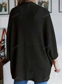 Plus Size Women Batwing Sleeve Loose Casual Fashion Solid Color Knit Cardigan