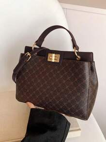 Dedoo Bolso de tote reversible de estilo europeo retro a la moda para mujeres, material personalizado resistente a los arañazos, adecuado como regalo festivo o para madres de mediana edad, diseño de gran capacidad que cumple con las necesidades diarias de transporte y compras, se puede usar sobre el hombro o cruzado, un elegante bolso para ir al trabajo - Multicolor - Ver 3