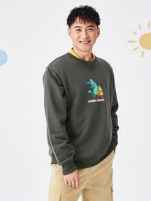 mini bala Áo nỉ thường ngày cổ tròn dài tay in chữ hoạt hình cho bé trai tuổi teen - Xám - Xem 2