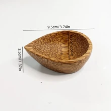 Un pequeño bol para salsa, cuchara de té, producido en madera de coco envejecida pulida a mano sin empalmes, bol de estilo pastoril de madera, pequeño plato con forma de fruta, producto de árbol de coco