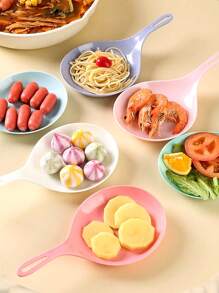 1pc Large Spoon For Mukbang, Korean Style Handled Serving Dish - Multicolor - View 12