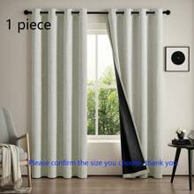99% 遮光亚麻窗帘，卧室全遮光窗帘，客厅纹理窗帘，84 英寸索环，节能窗帘，黑色内衬，纯色遮光窗帘，房间变暗和减少光线的窗帘 - 彩色 - 查看 35