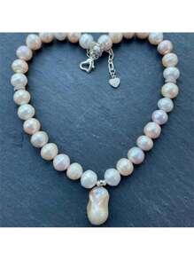 MYSOYA Dây chuyền ngọc trai giả nước ngọt nuôi cấy Baroque 11-13mm thủ công 100% kèm hộp quà, món quà hoàn hảo cho anh ấy/cô ấy, thích hợp cho hàng ngày, sinh nhật, kỷ niệm, đám cưới, ngày lễ tình nhân, giáng sinh, năm mới - vòng cổ - Xem 3