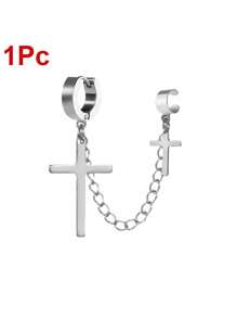 1個中性朋克流蘇耳環- 多功能金屬哥德式耳夾和耳釘，嘻哈時尚珠寶