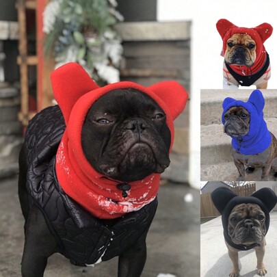 BJAYPET قبعة بغطاء من القطيفة ذات لون أحادي قطعة واحدة، اكسسوارات حيوانات أليفة جميلة ودافئة