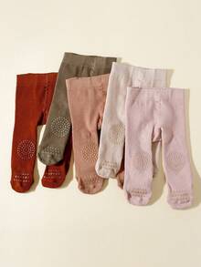 5 件装婴儿简约中性色圆点粘性防滑爬行护腿 - 彩色 - 查看 2