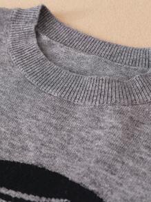 Tween Girl Cherry Embroidered Round Neck Long Sleeve Sweater, Autumn/Winter