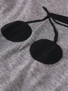 Tween Girl Cherry Embroidered Round Neck Long Sleeve Sweater, Autumn/Winter