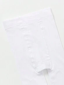 1pc Heart Design Solid Color Tight Leggings For Girls, Comfortable Dance Tights For Fall/Winter - White - View 4