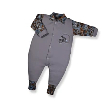 3 Piece Baby Romper Kit With Embroidered Animal Cotton Foot Cover For Boy And Girl - 藍色 - 查看 9