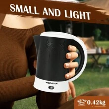 1pc 0.6L Compact Water Kettle, 650W Small Kettle With Auto Shut-Off & Boil-Dry Protection, Includes 2 Cups & 2 Spoons, Black, Aigostar - EU F Type Plug(220-240V) - View 3