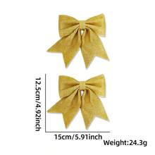 2pcs Christmas Bow Powder Bow Christmas Tree Hanging Decor - Gold - View 4