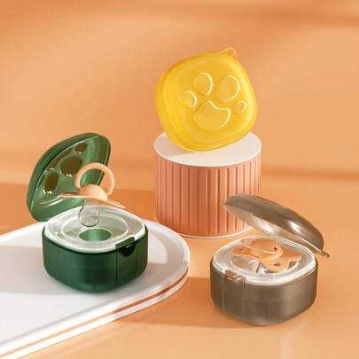 1pc, Pacifier Storage Box, PP Storage Box, Portable Dust-Proof Storage Box, Transparent Plastic Pacifier Teether Container, Great Christmas Halloween Thanksgiving Day Gift, New Year's Gift, Valentine's Day Gift