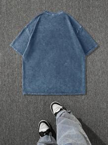 男士做旧休闲卡通印花圆领短袖T恤