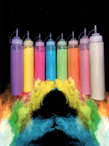 1 pieza Frasco de plástico semirrígido de 230ml con polvo de colores/maicena de colores/polvo arcoíris, utilizado para eventos como maratones, carreras de arcoíris, Halloween, Navidad, juegos al aire libre y ceremonias de apertura de carreras, aportando colores dinámicos y un ambiente alegre