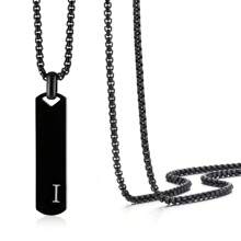 1 件简约时尚不锈钢 26 字母吊坠项链，60 厘米不锈钢盒链，适合作为送给朋友和爱人的礼物 - 簡約時尚不鏽鋼26字母項鍊吊墜 - 查看 54