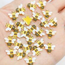 30/50/100 chiếc hình ong nhỏ bằng nhựa 10mm được vẽ tay, đá giả kim cương hoạt hình mặt phẳng nghệ thuật, đồ trang trí DIY cho sổ lưu niệm, đồ thủ công mỹ nghệ. - Nhiều màu - Xem 3