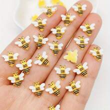 30/50/100 chiếc hình ong nhỏ bằng nhựa 10mm được vẽ tay, đá giả kim cương hoạt hình mặt phẳng nghệ thuật, đồ trang trí DIY cho sổ lưu niệm, đồ thủ công mỹ nghệ. - Nhiều màu - Xem 1