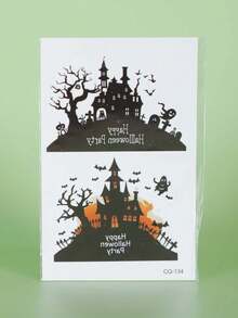 5pcs Halloween Temporary Tattoo Stickers, Pumpkin, Bat, Cat, Spider Cartoon Patterns, Waterproof And Sweat-Resistant, Disposable, Unisex, Suitable For Face, Neck, Arms, Fingers, Chest And Other Body Parts, Body Painting, Realistic Tattoo Finger Stickers - Multicolor - View 8