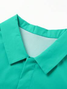 mini bala Teen Boys' Casual Geometric Print Short Sleeve Shirt, Summer - Green - View 3