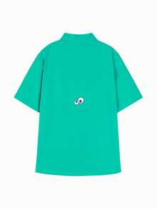 mini bala Teen Boys' Casual Geometric Print Short Sleeve Shirt, Summer - Green - View 2