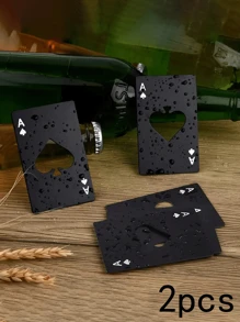 1 pièce Ouvre-bouteille de bière en acier inoxydable avec motif de pique et cœur noir, portable de taille portefeuille et de poche, convient pour la famille, les cadeaux de demoiselle d'honneur pour mariage, les cadeaux de fête, les cadeaux d'anniversaire et enterrement de vie de jeune fille, les cadeaux pour la fête des pères et la remise des diplômes, les cadeaux pour le mari, le père et le petit ami, ustensiles de cuisine réutilisables, pour l'extérieur, le camping