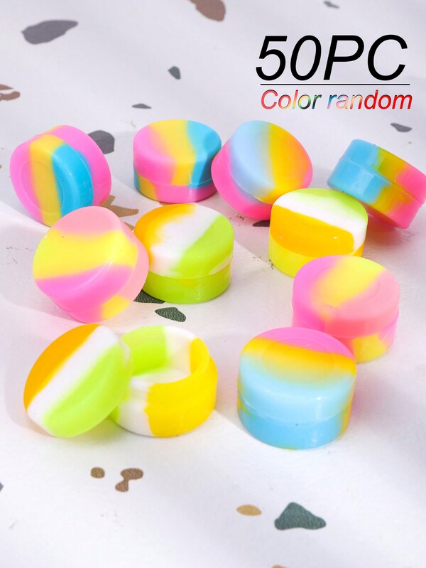 1pc/5pcs/50pcs, 50ml/1.7oz Silicone Storage Box, Random Printed Pattern, Silicone Storage Container,/Storage Jar