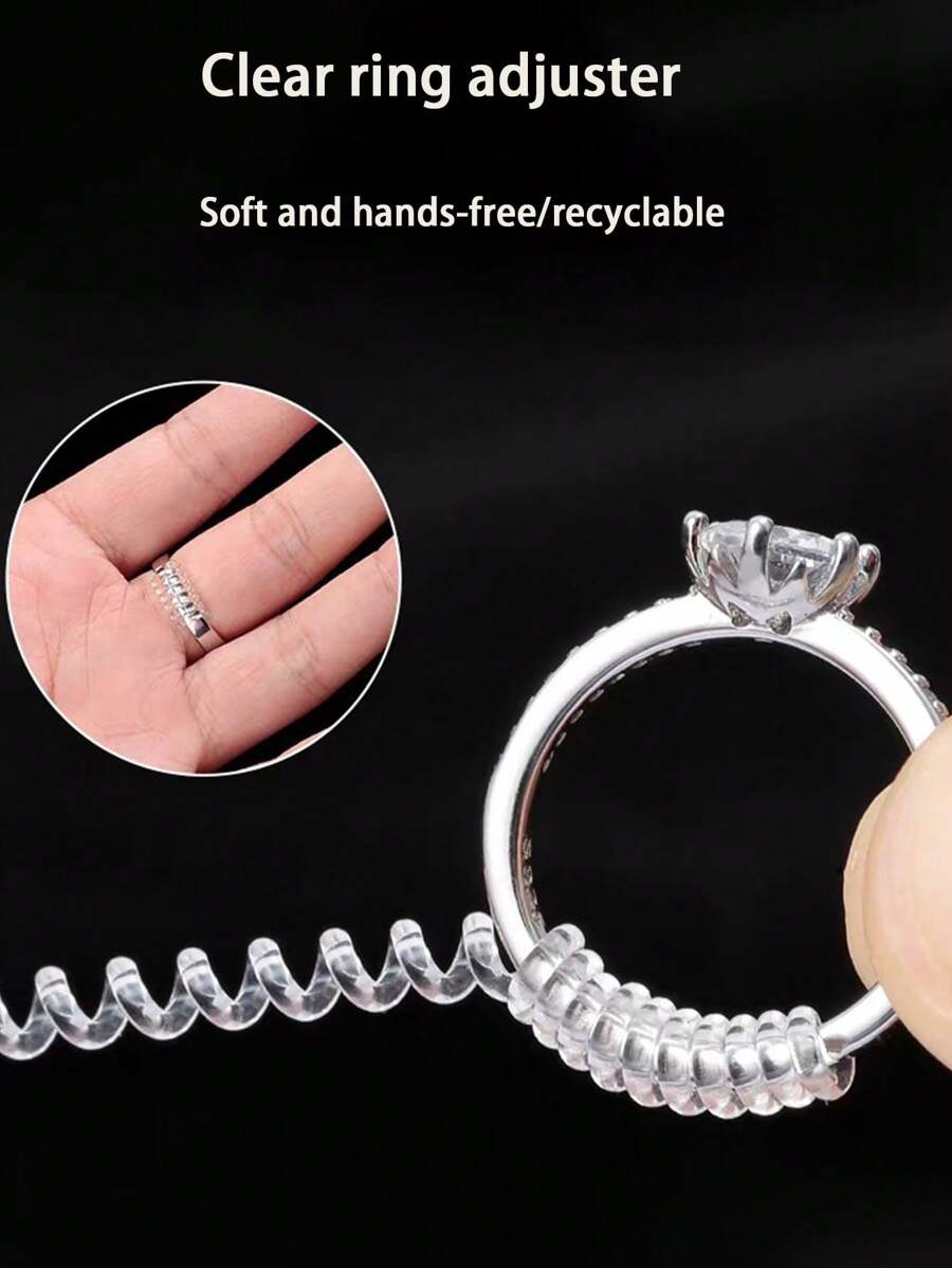 6pcs Ring Adjuster, Transparent Stretch Cord For Resizing Rings