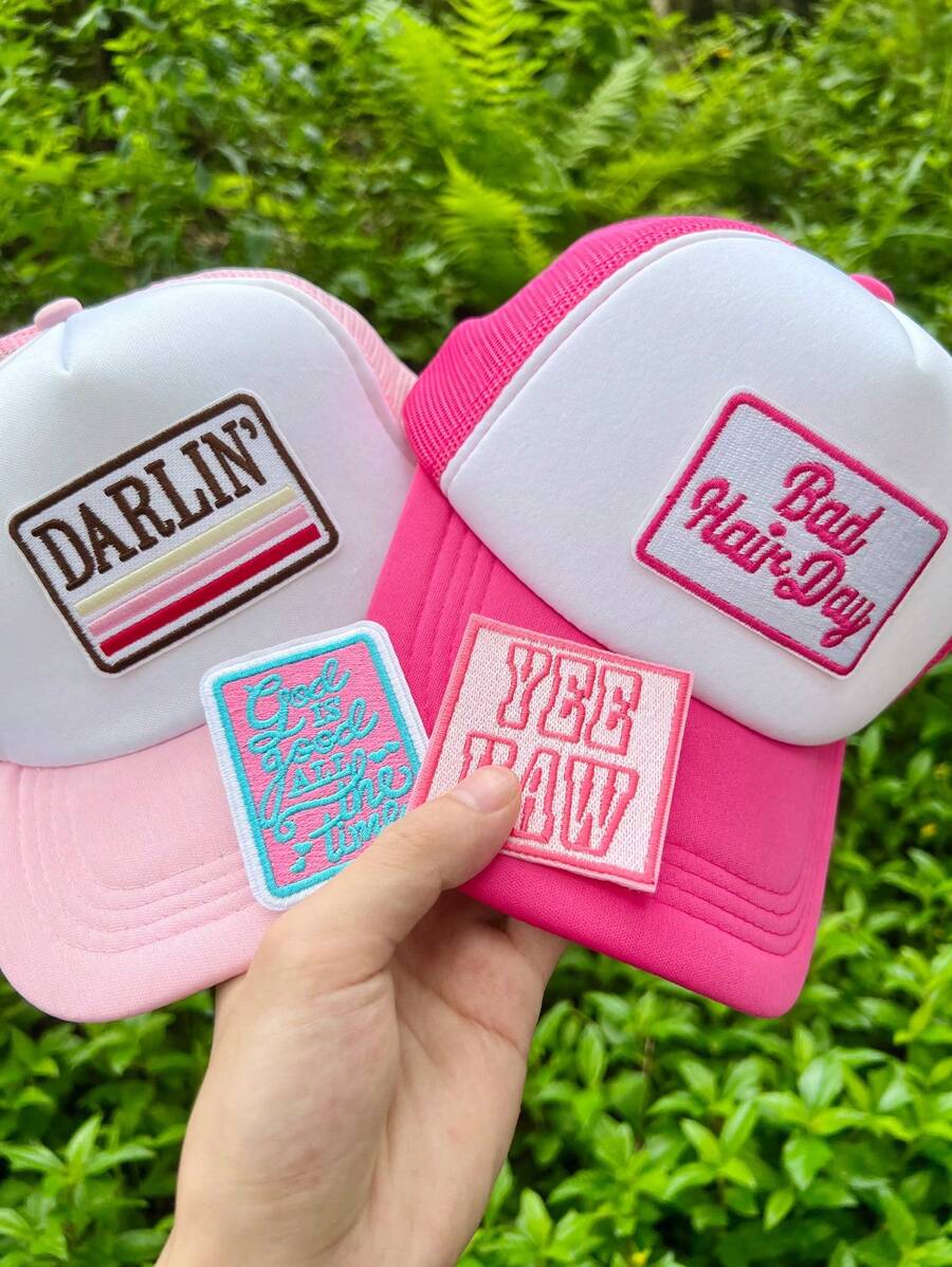 有趣的字母谚语补丁，时尚少女刺绣熨烫补丁，适用于卡车司机帽、夹克、衣服和包 - 彩色 - 查看 1