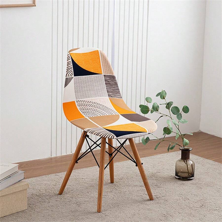 1pc Printed Waterproof Shell-Shaped Eames Chair Cover, For Banquet & Home Use - YHBKYT03 - View 1