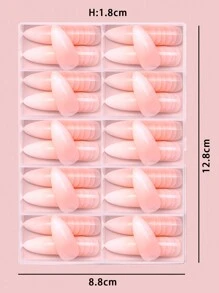 120 片粉色指甲白色法式渐变中号杏仁方形尖头亮面假指甲（红色、黑色、浅蓝色、蓝色、白色、按压指甲杏仁形按压指甲年轻女孩水晶指甲透明杏仁指甲套装礼品创意指甲。按压指甲杏仁形按压指甲年轻女孩水晶指甲透明杏仁指甲套装礼品创意指甲美甲用品指甲 - 彩色 - 查看 4