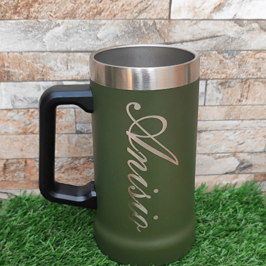 709ML THERMAL BEER MUG Personalized With Laser WITH YOUR NAME DOUBLE WALL MUG NEW RELEASE - Beer Glass Children's Day Gift Ideas - 綠色 - 查看 1