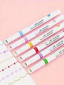 6pcs Multifunctional Writing Tools, Mixed Flower Shaped Fine Line Pens, Suitable For Notes & Markings, Essential Office Stationery - Multicolor - View 5