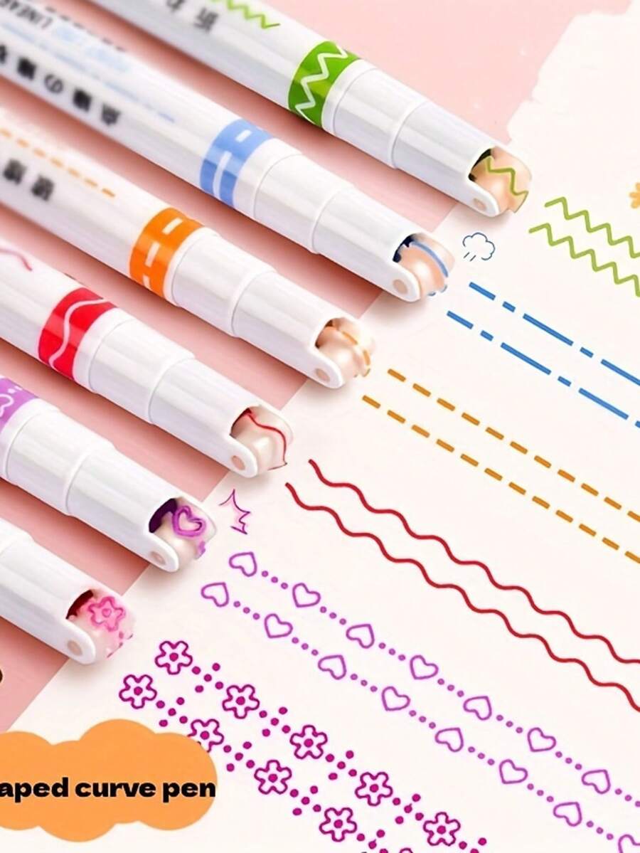 6pcs Multifunctional Writing Tools, Mixed Flower Shaped Fine Line Pens, Suitable For Notes & Markings, Essential Office Stationery - Multicolor - View 1