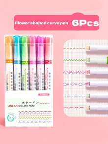 6pcs Multifunctional Writing Tools, Mixed Flower Shaped Fine Line Pens, Suitable For Notes & Markings, Essential Office Stationery - Multicolor - View 7
