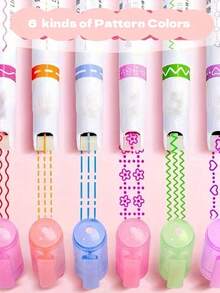 6pcs Multifunctional Writing Tools, Mixed Flower Shaped Fine Line Pens, Suitable For Notes & Markings, Essential Office Stationery - Multicolor - View 6