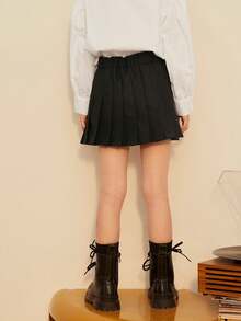 mini bala 迷你巴拉纯色褶皱休闲裙，秋季 - 黑色 - 查看 2